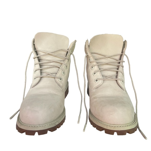 Timberland Lace Up Quilted top Premium Creme Taupe Boots Sz5 Sz37.5 - Picture 2 of 11